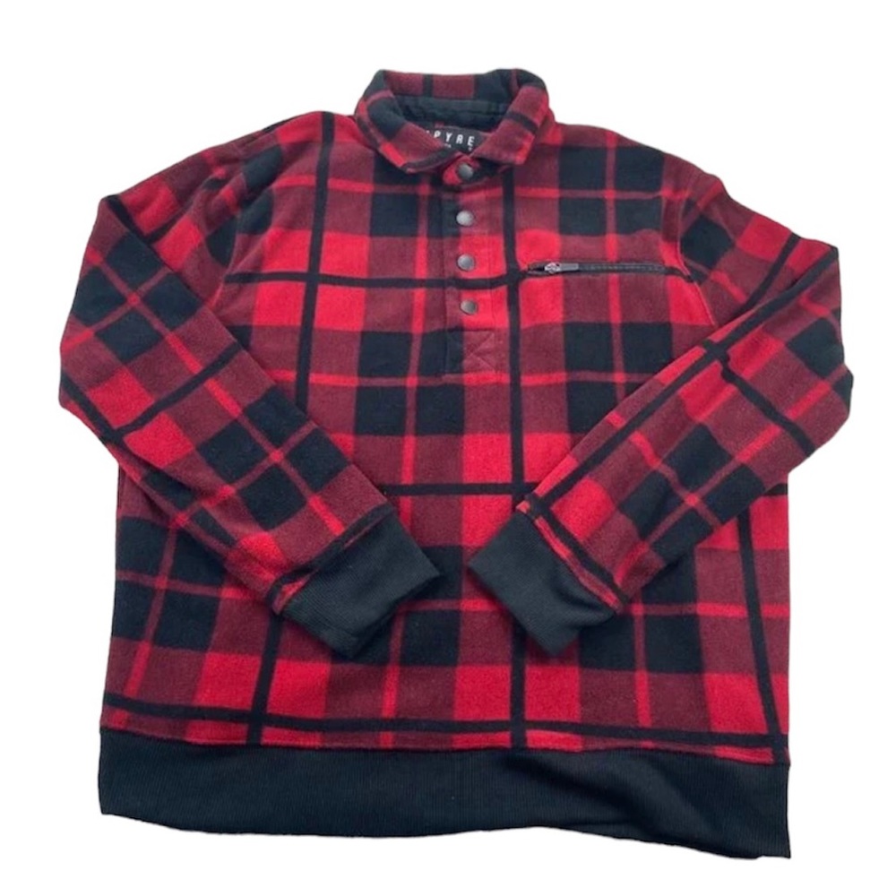 Empyre Red Black Buffalo Plaid Pullover Fleece Sweater Sweatshirt Oversized S
